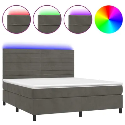 Produktbild von Boxspringbett mit Matratze & LED Dunkelgrau 160x200 cm Samt