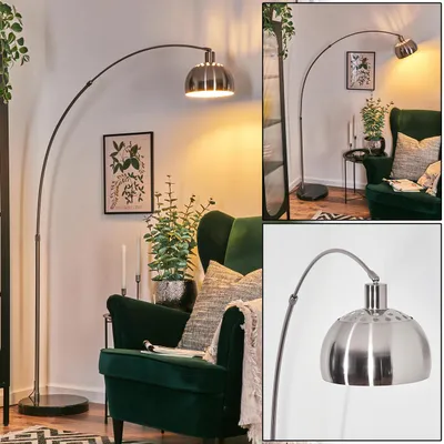 Produktbild von Gavirate Stehlampe aus Metall in Nickel-matt/Schwarz/Weiß mit Marmorfuß