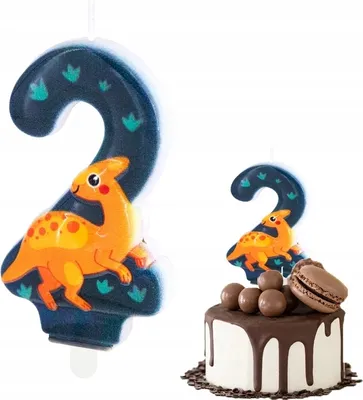 Obrázok produktu pre Narodeninová Sviečka Dinosaurus Dino Číslo 2 Zelená Na Narodeninovú Párty