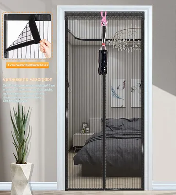Produktbild von MODFU Fiberglas Magnet Fliegengitter Tür,90x210cm Winddicht Magnetvorhang Insektenschutz Balkontür,Neue Langlebiger,Kratzfest,Stärkere Magneten Fliegenvorhang für Balkontür,Kellertür Schwarz