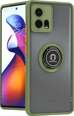 Immagine prodotto di Custodia per Motorola Edge 30 Fusion in TPU traslucido opaco con supporto ad anello e supporto verde militare