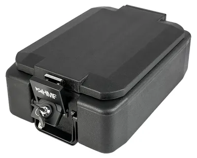 Produktbild von HMF 250442 Feuerfeste Dokumentenbox abschließbar, DIN A4, 41 x 28 x 15,5 cm, Schwarz