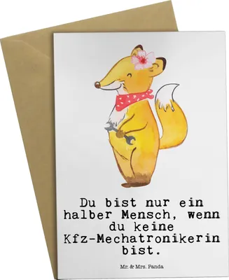 Produktbild von Mr. & Mrs. Panda Glückwunschkarte Kfz-Mechatronikerin Herz - Weiß - Geschenk, abiturkarte, weihnachtskarten, hochzeitskarten, Gesellenprüfung, Spruch, Ausbildung, Lustig