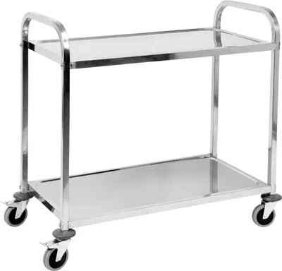 Zdjęcie produktu dla Wózek do serwowania, wózek kuchenny, wózek do sprzątania 2 półki 950 x 500 x 950 mm Stal nierdzewna