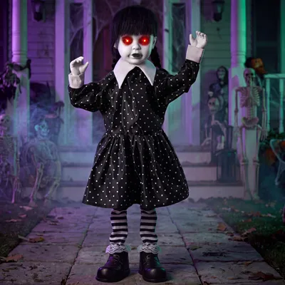 Halloween-Geisterpuppe, 80 cm, LED-Augen, Geräusche, bewegungsaktiviert