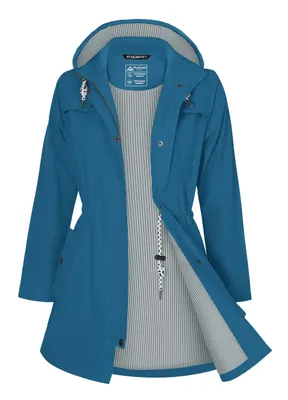 Produktbild von ATLASLAVA Regenjacke Damen Lang Wasserdicht Atmungsaktiv Regenmantel Übergangsjacke Kapuze Outdoor Jacke, XXXL, Blaugrün