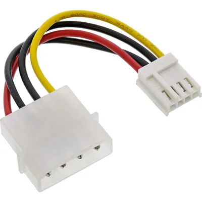 Produktbild von InLine Stromadapter, 13,34cm (5,25") Buchse zu 8,89cm (3,5") Stecker, 0,06m, Molex (4-pin), 0,06 m, Stecker, Buchse, Mehrfarbig, 6 g