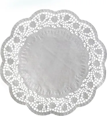 Obrázok produktu pre Ozdobná čipka okrúhla biela, priemer 34 cm - 100 ks
