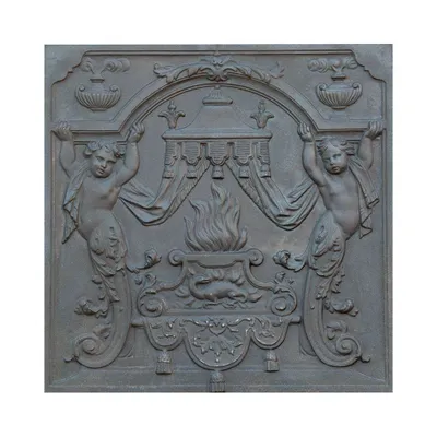 Immagine prodotto di Caminetto in ghisa, decorato con PUTTI CM. 80 × 80 H SP. 2 cm DS