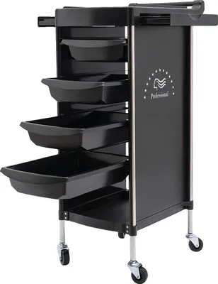 Produktbild von Salonwagen, 6-Ebenen, 4 Räder, Schwarz, PP und Edelstahl, Freistehend