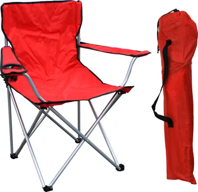 Produktbild von Anglersessel mit Getränkehalter und Tasche Rot belastbar bis 120kg