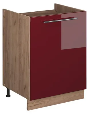 Zdjęcie produktu dla Szafka pod zlew Vicco Fame-Line Bordowy wysoki połysk/Dąb goldkraft 60 cm, Model 63379