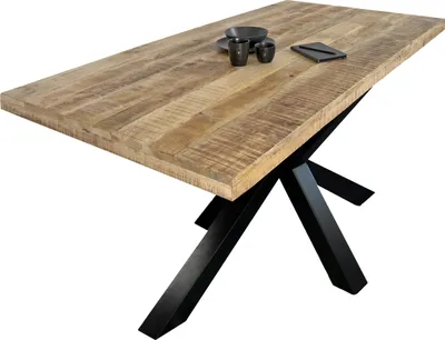 Produktbild von Esstisch Mango Massiv naturfarben 300 x 100 cm gerade Kanten Spider-Gestell schwarz RIO