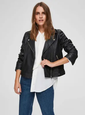 Produktbild von Damen SELECTED Biker Leder Jacke Cropped Lammleder Jacket SLFKATIE | 34