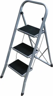 Obrázek produktu pro třístupňový skládací žebřík z šedé oceli EDM (47 x 71 x 105 cm)