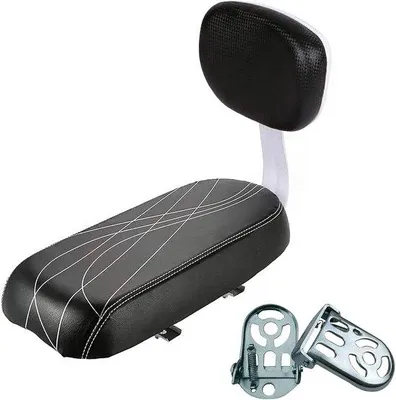 Produktbild von Famanu Universelles Fahrradsitzkissen mit Rückenlehne und Fußstütze – Schwarz