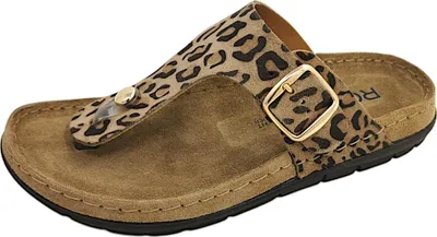 Produktbild von Rohde Damen Pantolette Leder Zehentrenner mit Leopardenmuster Rodigo-D 5891, Größe:38 EU, Farbe:Beige