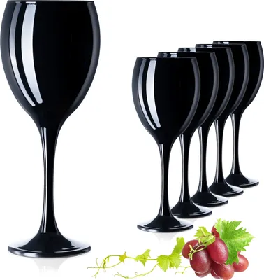 Produktbild von PLATINUX Schwarze Weingläser aus Glas Wasserglas Set 6 Teilig 130ml (max. 320ml) Getränkeglas Weißweingläser Trinkglas