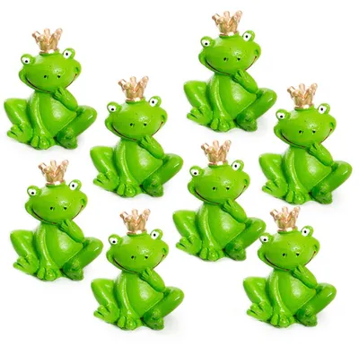 Produktbild von 8 kleine Frösche mit Krone Froschkönig Figuren 3 cm