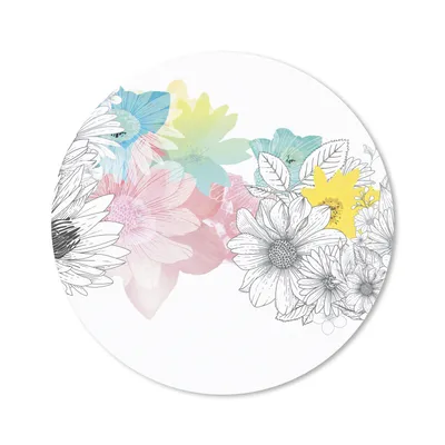 Produktbild von MuchoWow® Mauspad Mousepad Illustration eines Blumenmusters mit Farbe 40x40 cm - Mousepads - Maus Mat - Pad - Mausunterlage - Schreibtisch Accessoires