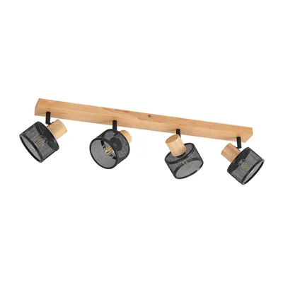 Produktbild von Lindby Deckenstrahler Evinora, 77 cm, schwarz, 4-flg., Holz