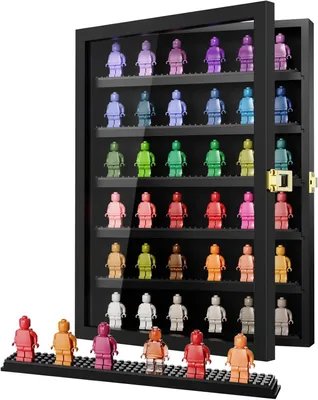 Productafbeelding van Minifiguurvitrine 6 niveaus, wandmontage, voor verzameling, transparant acryl, zwart