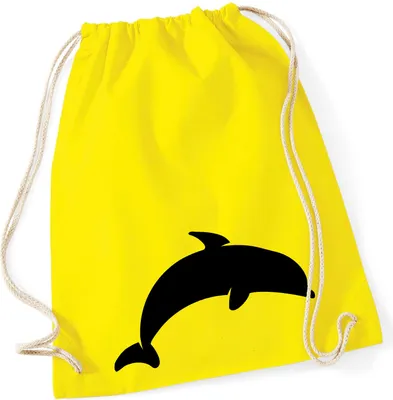 Produktbild von Huuraa Turnbeutel Delfin Silhouette 12 Liter Yellow Baumwolle Rucksack Geschenkidee