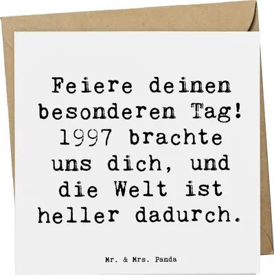Produktbild von Mr. & Mrs. Panda Grußkarte Spruch 1997 Geburtstag - Weiß - Geschenk, nostalgische Geschenke, faltkarte, Alter, Happy Birthday, Geburtstagsgeschenk, doppelkarte, Jahrgang