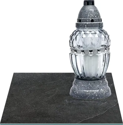 Zdjęcie produktu dla SZKLANA PODSTAWKA POD ZNICZE Z DEDYKACJĄ 30x30cm Kamień 328f