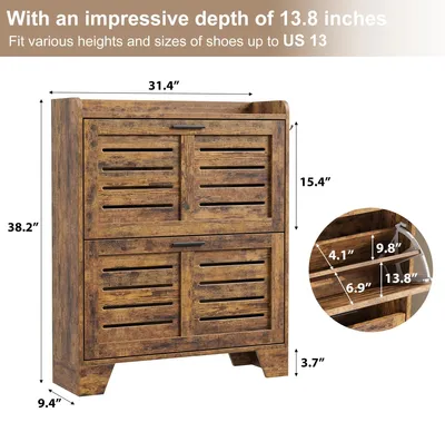 Immagine prodotto di Armadio per scarpe - Porta scarpe - Contenitore per scarpe - Mobiletto per scarpe - Mobiletto stretto per l'ingresso - Legno