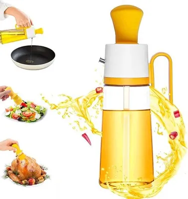 Produktbild von Silikon-Bürstchen-Ölflasche mit 3-in-1 Ölextraktor, Bürstchen und Tropfchenregler für Kochen, Grillen, Salatdressieren, Backen, 500 ml.