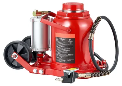 Immagine prodotto di SucceBuy Sollevatore pneumatico a carrello per bottiglie da 50 t, corsa 265–410 mm, sollevatore a pistone pneumatico-idraulico/manuale con pompa per SUV, pick-up, autocarri, camper e riparazioni auto, rosso