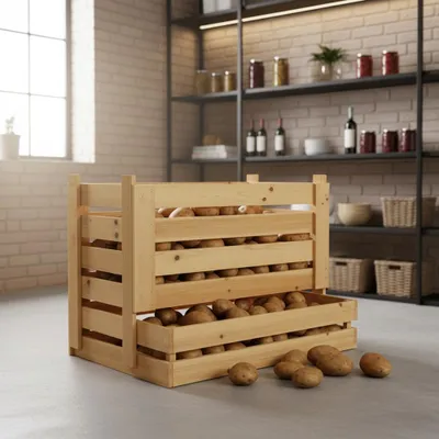 Produktbild von Universalkiste für Kartoffeln Wein Obst Äpfel Kartoffelkiste Vorratskiste Holz
