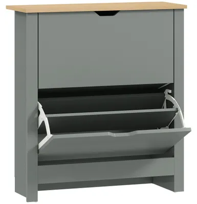 Zdjęcie produktu dla Szafka na buty z 2 przegródkami, 72 x 26 x 80 cm; jasnoszara