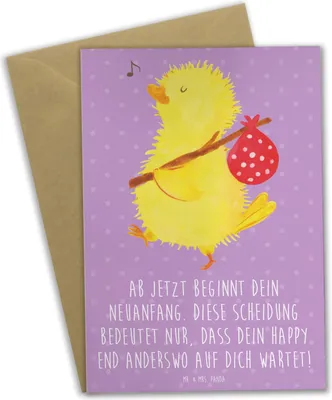 Produktbild von Mr. & Mrs. Panda Grußkarte Neuanfang Scheidung - Lavendeltraum - Geschenk, babykarte, inspirierende Zitate, Heiraten, Veränderung, weihnachtskarten, hochzeitskarten