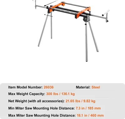 Productafbeelding van Zaagtafelstandaard, zwaar staal, opklapbaar ontwerp, 78 inch 300 lb