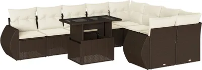 Produktbild von 10-tlg. Garten-Sofagarnitur mit Kissen Braun Poly Rattan
