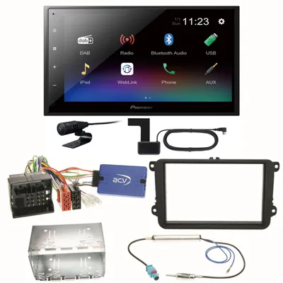 Produktbild von Pioneer DMH-A340DAB DAB+ Bluetooth Einbauset für Golf 5 6 Passat 3C B7 Touran