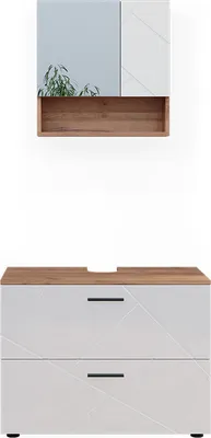 Produktbild von Badmöbel-Set Vicco Irma Weiß Hochglanz/Goldkraft Eiche 2 Teile, Model 40540