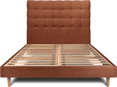 Productafbeelding van Bed met gestoffeerd hoofdeinde – Bouclé-stof - 160 x 200 cm