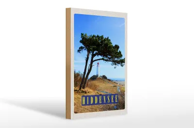 Produktbild von Holzschild Reise 20x30cm Hiddensee Leuchtturm Baum Weide
