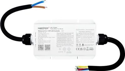 Produktbild von MiBoxer WL5-WP 5-in-1 LED Controller IP67 – RGB, CCT, RGB+CCT, 12–48 V, WiFi  und  2.4 GHz, wasserdicht