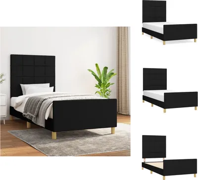 Immagine prodotto di vidaXL Struttura letto con testiera in tessuto nero 80x200 cm - Letti e strutture letto