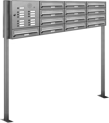 Produktbild von 13er V2A Edelstahl Briefkasten Standanlage Freistehend mit Klingel