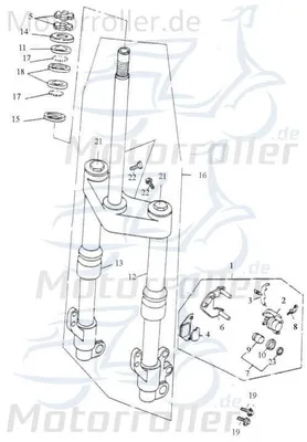 Produktbild von Adly Vordergabel Super Sonic 50 Vorderradgabel 50ccm 2Takt Motorroller.de komplett 50ccm-2Takt Scooter Thunder Bike TB 50 Ersatzteil Service Inpektion