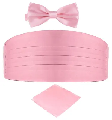 Produktbild von DonDon 3er Set Herren Kummerbund Fliege Einstecktuch farblich abgestimmt glänzend - Rosa