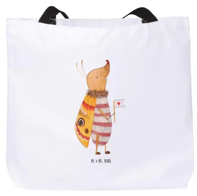 Produktbild von Mr. & Mrs. Panda Tote Bag Nachtfalter Fähnchen - Weiß - Geschenk, Laptoptasche, Reisetasche, Spruch Witzig, Schultasche, Tasche, Käfer, Süß, Lustige Sprüche, Strandtasche