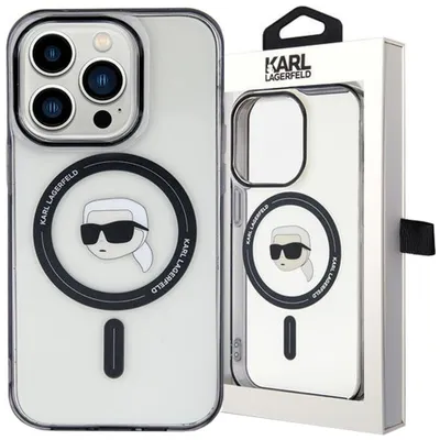 Produktbild von Karl Lagerfeld KLHMP15LHKHNOTK iPhone 15 Pro 6.1" transparent hardcase IML Karl`s Head MagSafe Schutzhülle