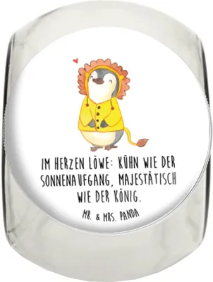 Produktbild von Mr. & Mrs. Panda Bonbonglas Löwe Astrologie XL 2000ml - Weiß - Geschenk, gewürzglas, Aufbewahrungsdose, glasbehälter, Tierkreiszeichen, Bonboniere, Sternzeichen, Teedose
