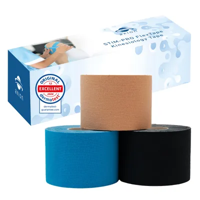Imagen del producto de axion® 3 cintas kinesiológicas – cintas impermeables en azul, beige y , ideales para fisioterapia, deportes y vendajes